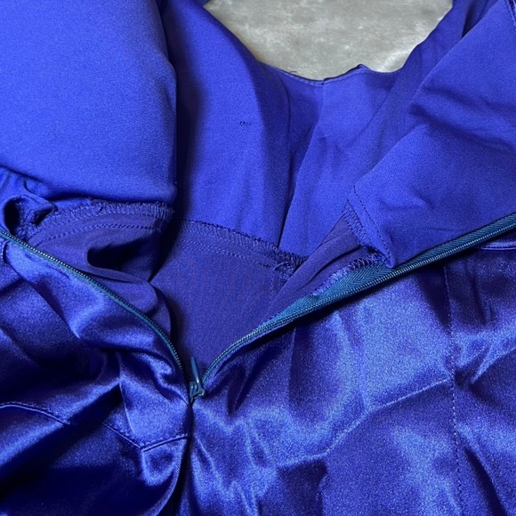 B. SMART Womens Size 7 One Shoulder Cocktail Dress Satin Royal Purplish Blue - Picture 6 of 10
